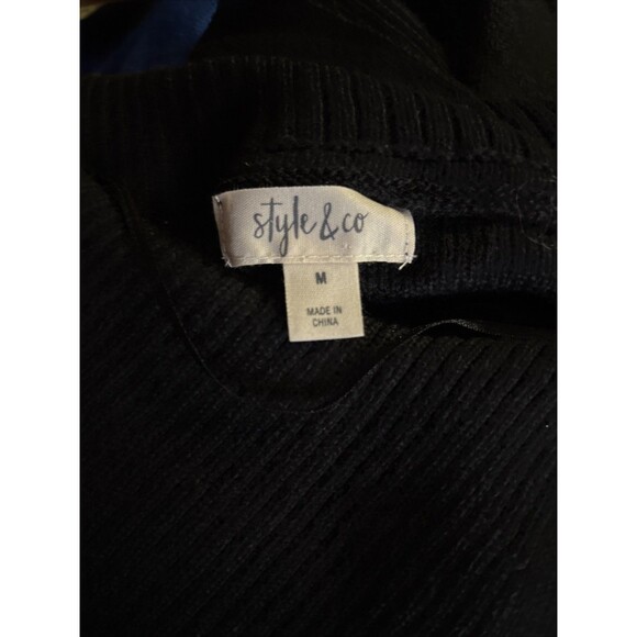 Style & Co Long Sleeve Muse Colorblock Multi-color Sea Captain Black Sweater M - Picture 10 of 11